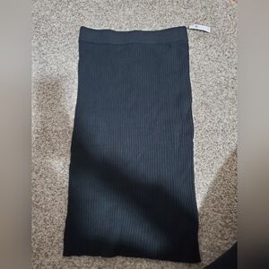 Black Ribbed Sweater Midi Skirt